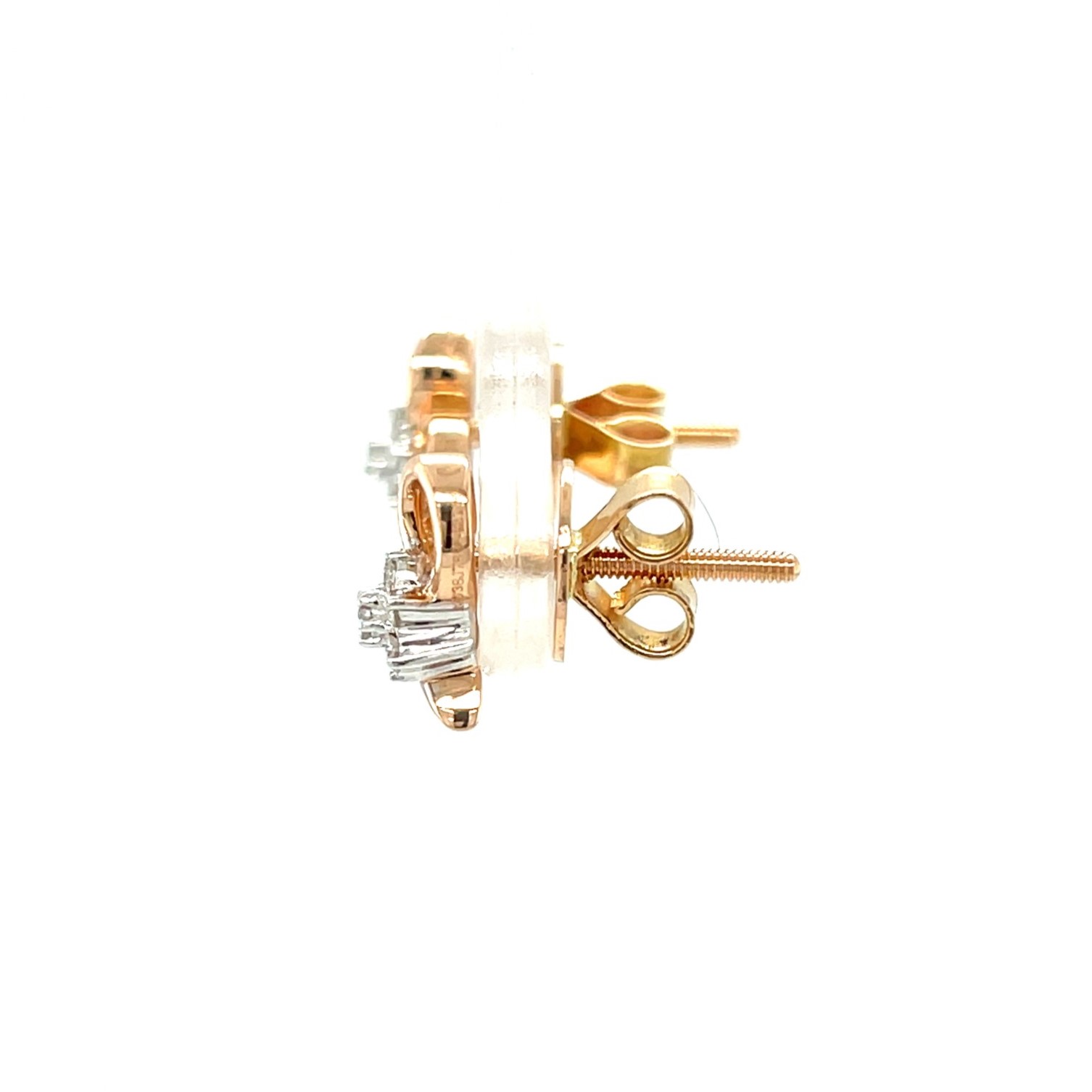 Heart-Shaped Diamond Stud Earrings with Flower Accent